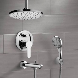 Tub and Shower Faucet Tub and Shower Faucet Set with Handheld and Ceiling Rain Shower Head Remer TSH37